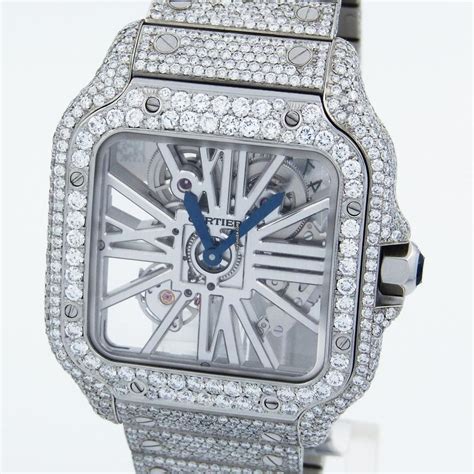 cartier skeleton iced out replica|cartier skeleton watch price.